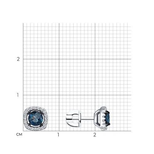 Cercei Pusete din aur alb cu Cubic Zirconia Incolor, Topaz London