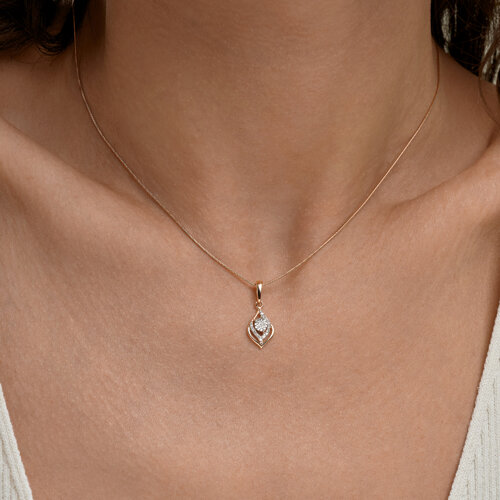 Подвеска из белого и красного золота с камнями Бриллиант