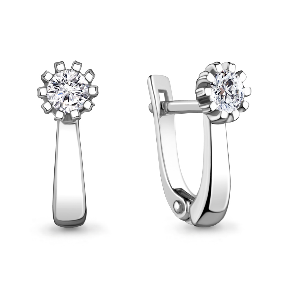 Cercei din aur alb cu pietre Diamant