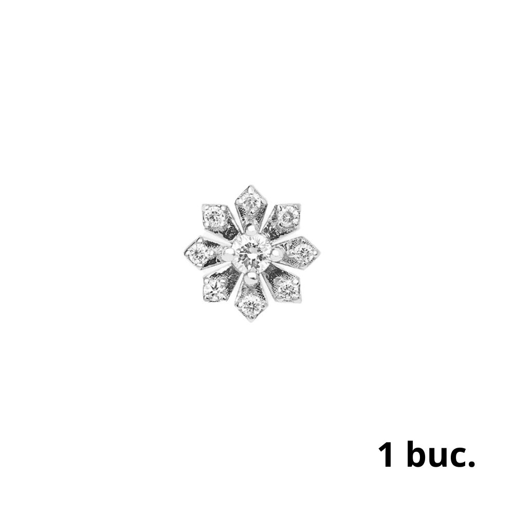 Серьга Одиночная из белого золота с камнями Бриллиант