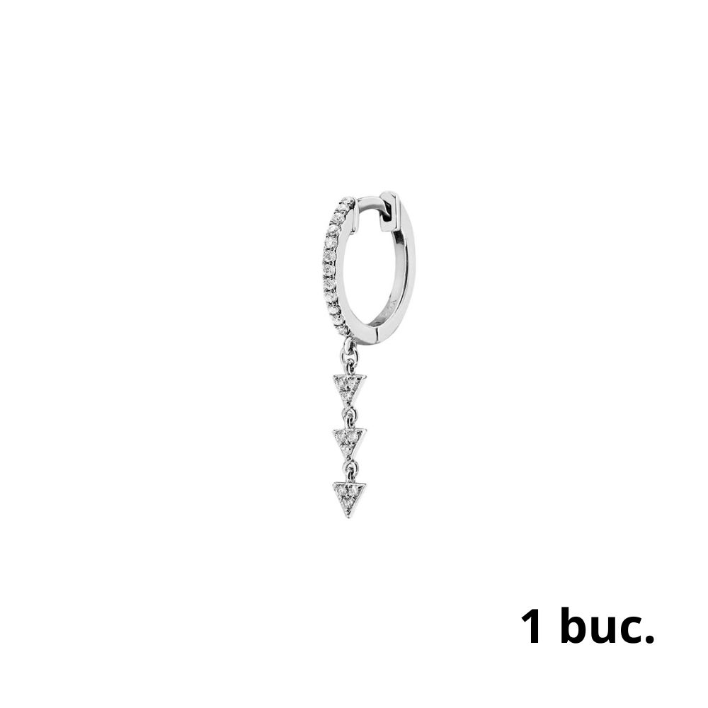 Cercel din aur alb cu pietre Diamant