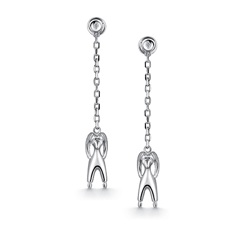 Серьги Пусеты из серебра с камнями Фианит