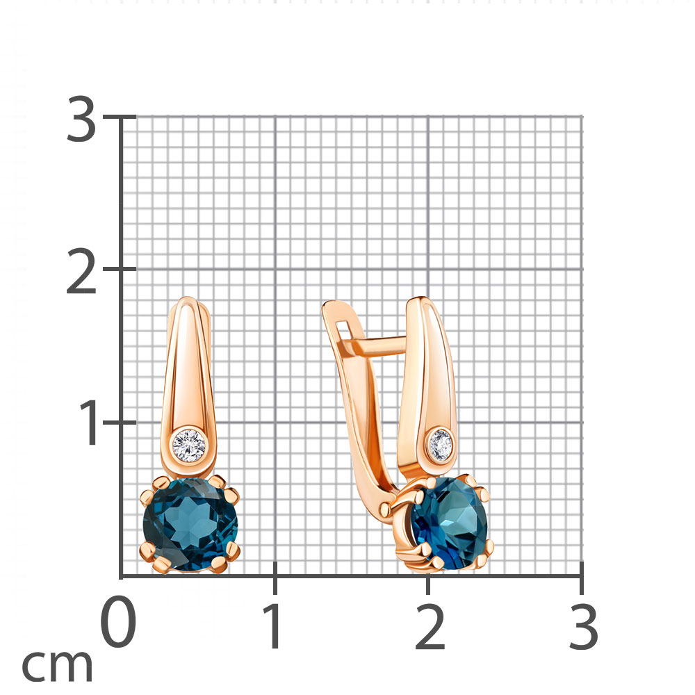 Cercei din aur roșu cu pietre Cubic zirconia, Topaz London