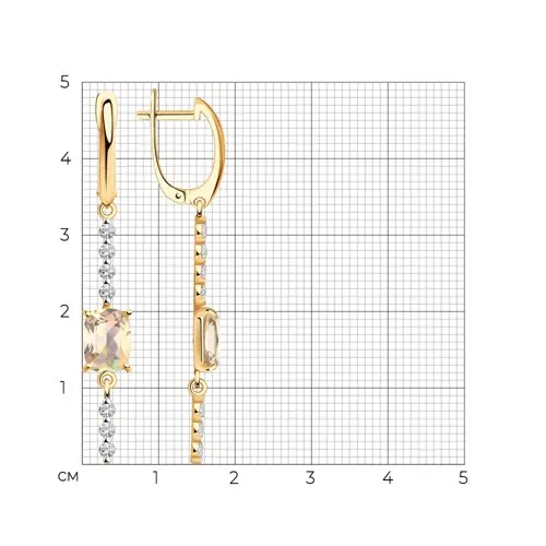 Cercei Suspendați din aur roșu cu Swarovski, Topaz roz