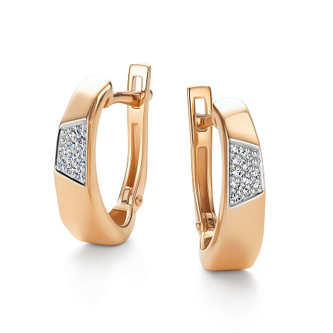 Cercei din aur roșu cu pietre Diamant