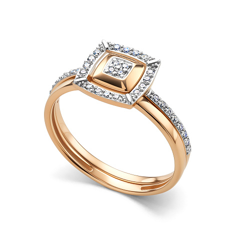 Кольцо из красного золота с камнями Бриллиант