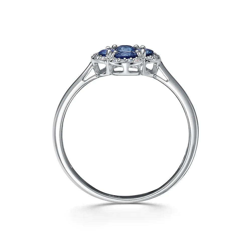 Inel din aur alb cu Diamant, Safir