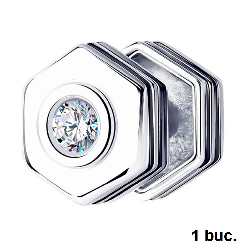 Cercel din argint  cu pietre Cubic Zirconia Incolor, Emailare
