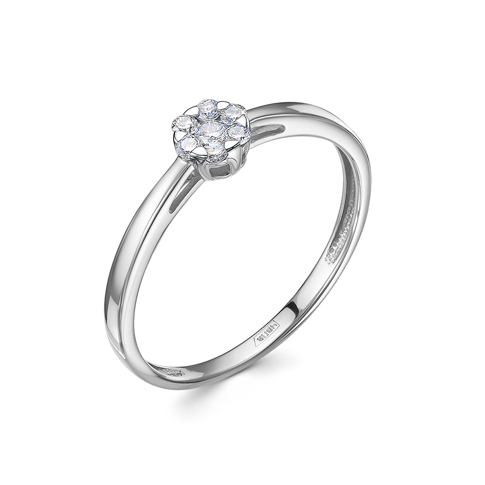 Кольцо из белого золота с камнями Бриллиант