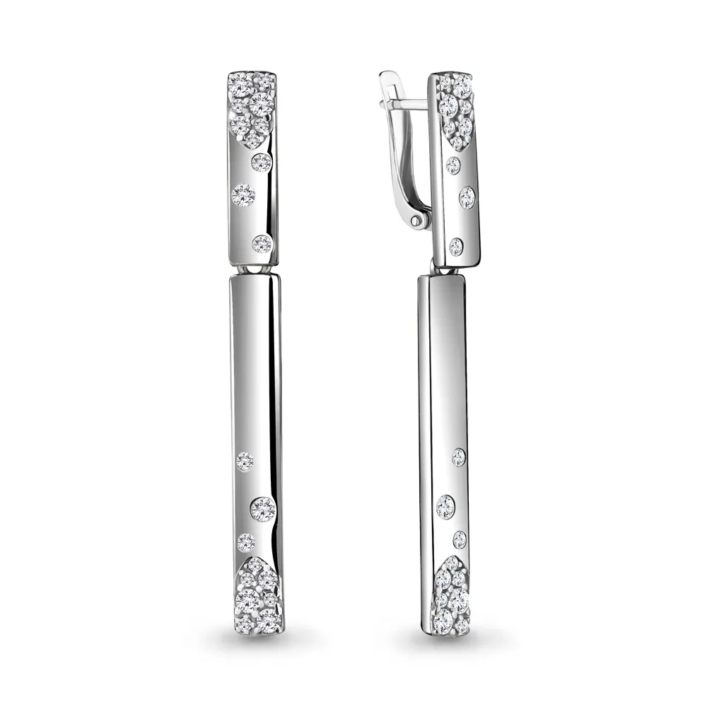Cercei Suspendați din aur alb cu Cubic Zirconia Incolor
