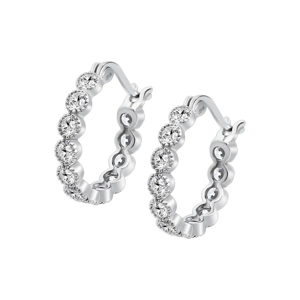 Cercei Creole din argint cu Cubic Zirconia Incolor