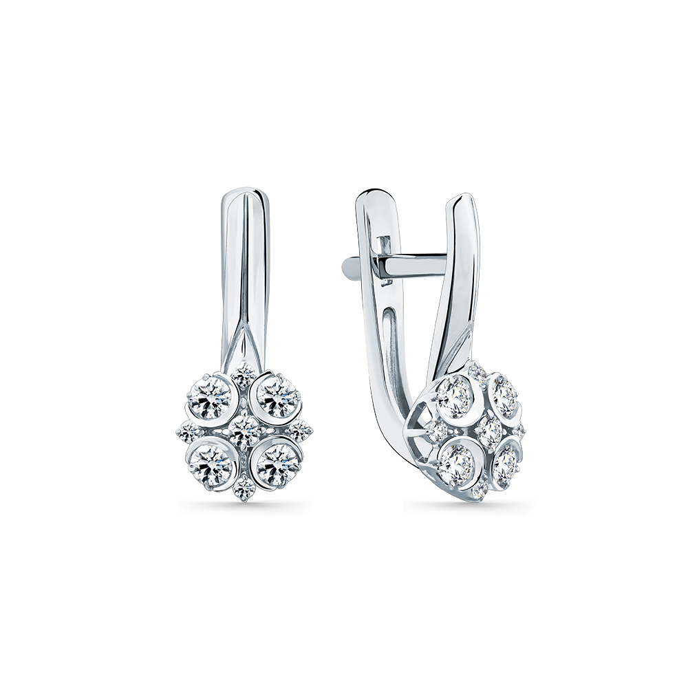 Cercei din aur alb cu pietre Diamant