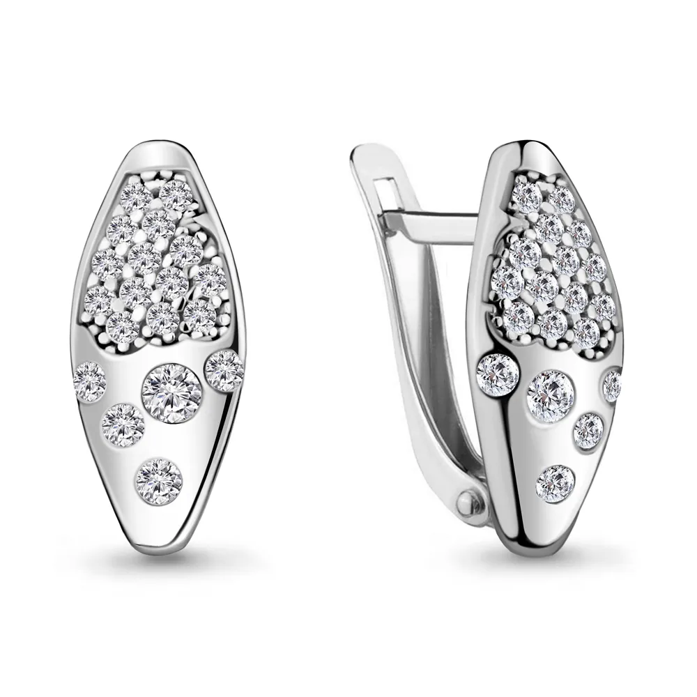 Cercei din aur alb cu Cubic Zirconia Incolor