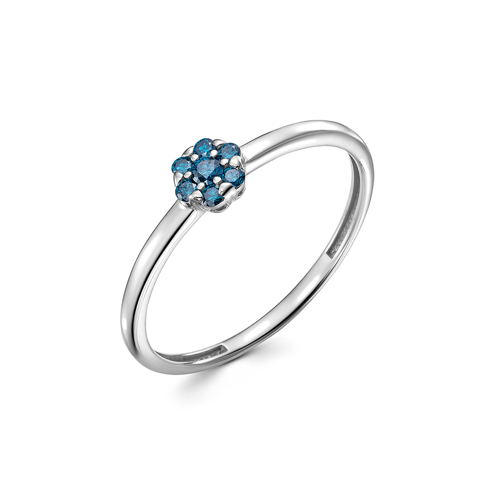 Inel din aur alb cu pietre Diamant albastru