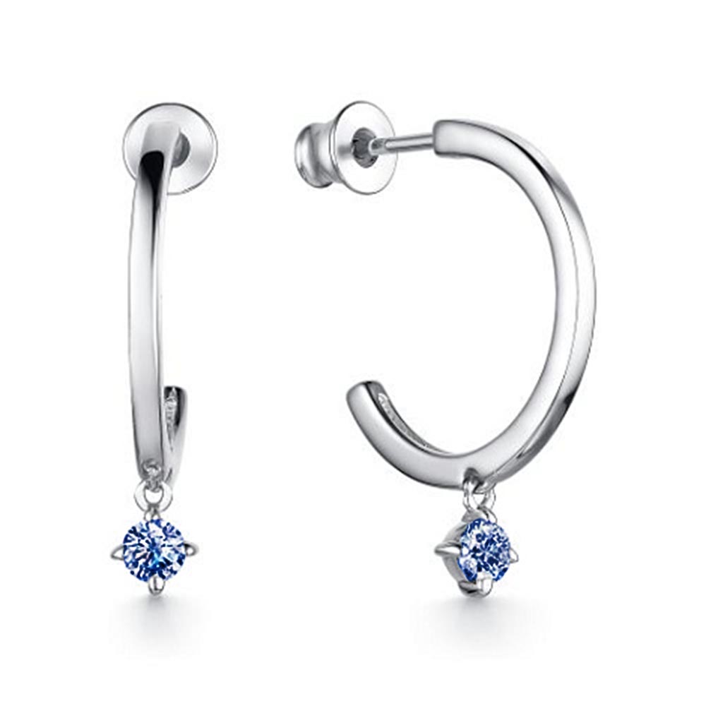 Cercei Pusete din argint  cu pietre Cubic Zirconia Albastru