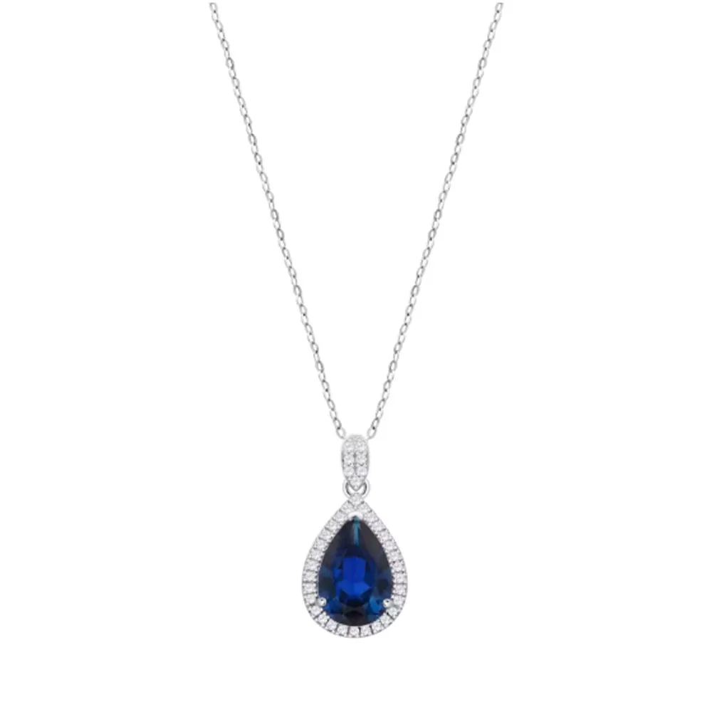 Colier din argint cu Cubic Zirconia Incolor, Cubic Zirconia Albastru Safir