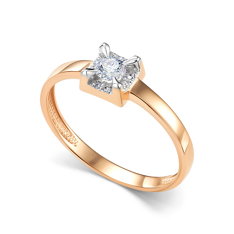 Inel din aur roșu cu pietre Diamant