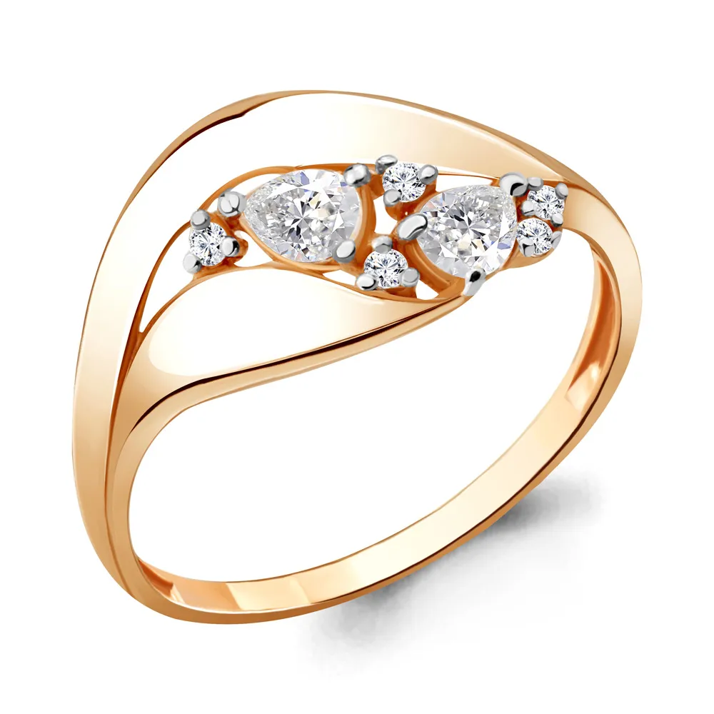 Inel din aur roșu cu Cubic Zirconia Incolor