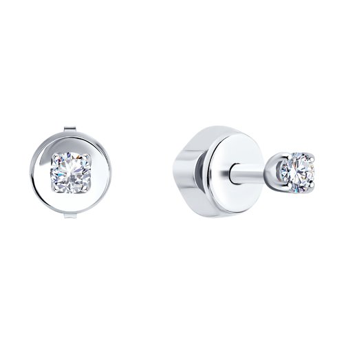 Cercei Pusete din aur alb cu pietre Cubic Zirconia Incolor