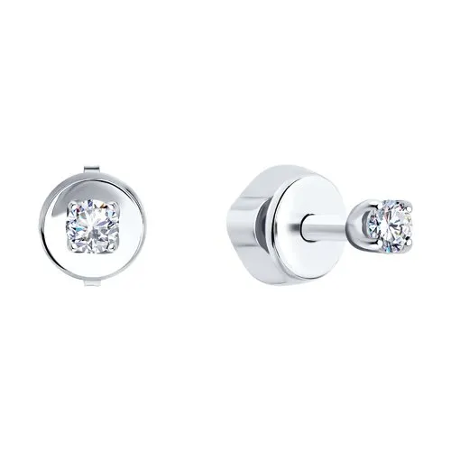 Cercei Pusete din aur alb cu Cubic Zirconia Incolor