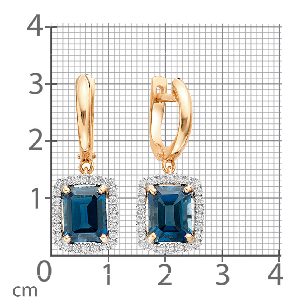 Cercei Suspendați din aur roșu cu pietre Cubic Zirconia Incolor, Topaz London