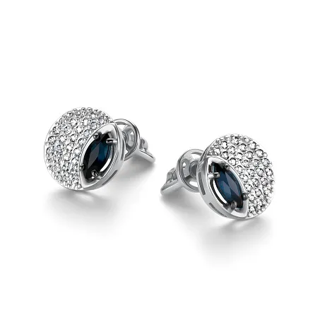 Cercei Pusete din aur alb cu Diamant, Safir