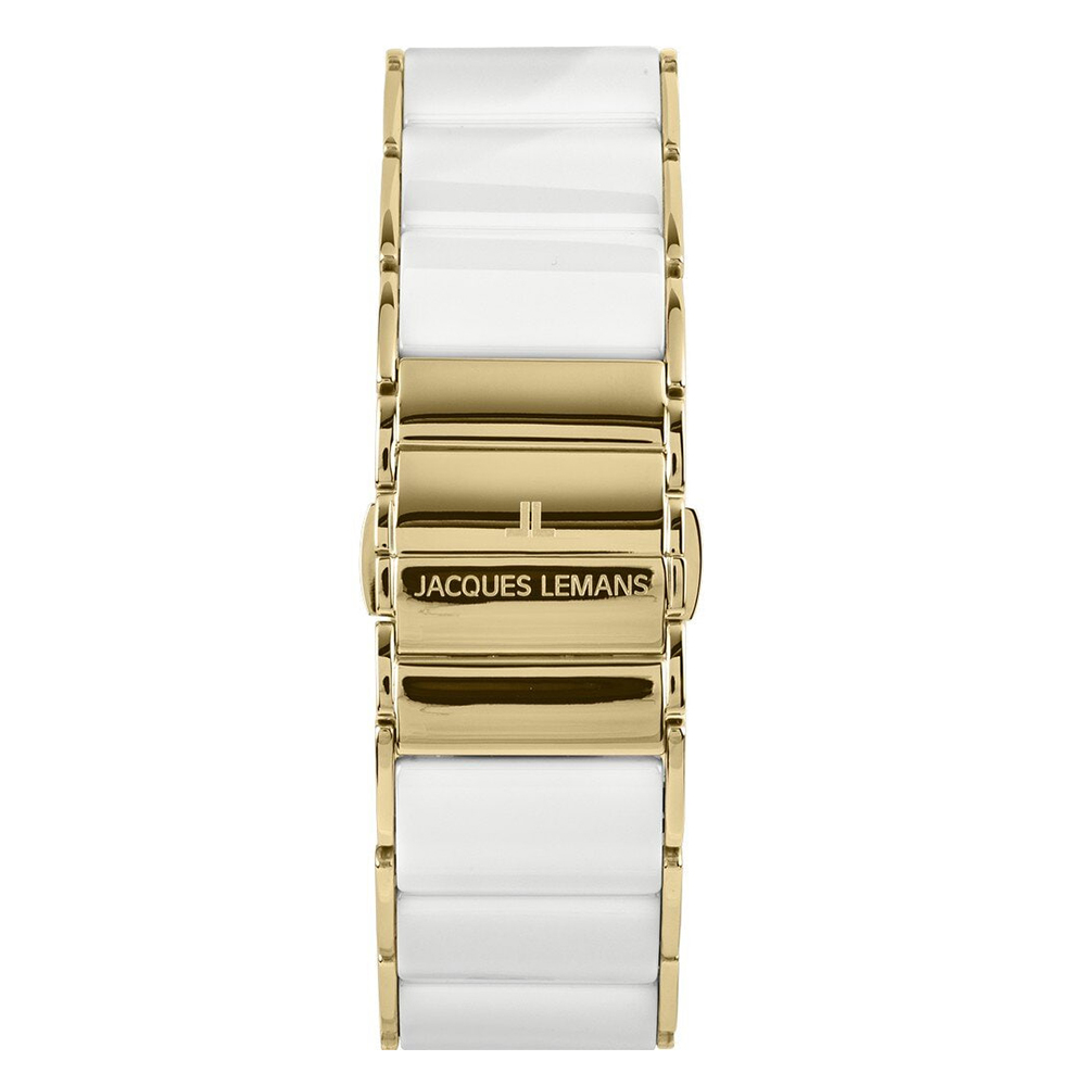 Ceas JACQUES LEMANS cu pietre Swarovski, Ceramica albă