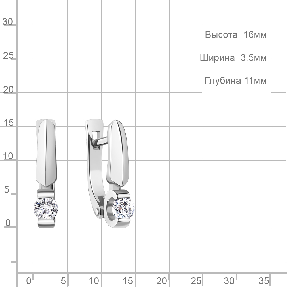 Серьги из белого золота с камнями Бриллиант