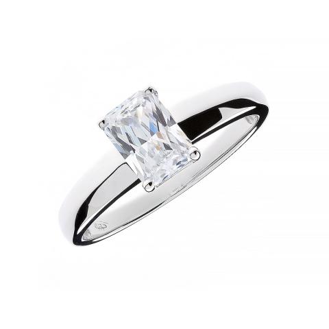 Кольцо из белого золота с камнями Фианит Бесцветный