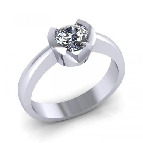 Кольцо из белого золота с камнями Фианит Бесцветный