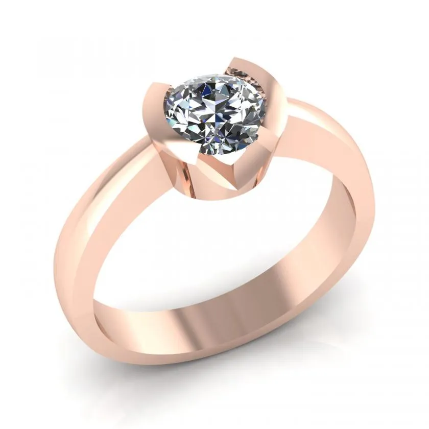 Inel din aur roșu cu Cubic Zirconia Incolor