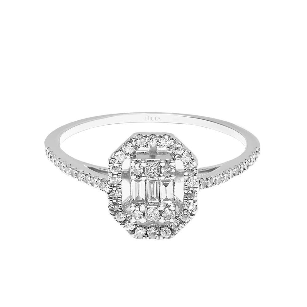 Inel din aur alb cu pietre Diamant