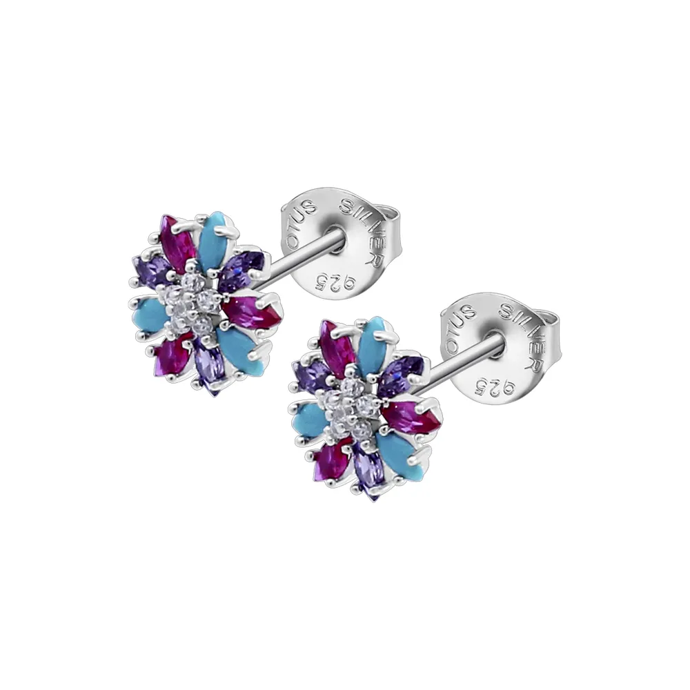 Cercei Pusete din argint cu Cubic Zirconia Multicoloră