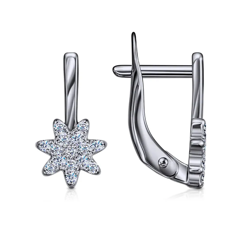 Cercei p-u copii din aur alb cu Cubic Zirconia Incolor