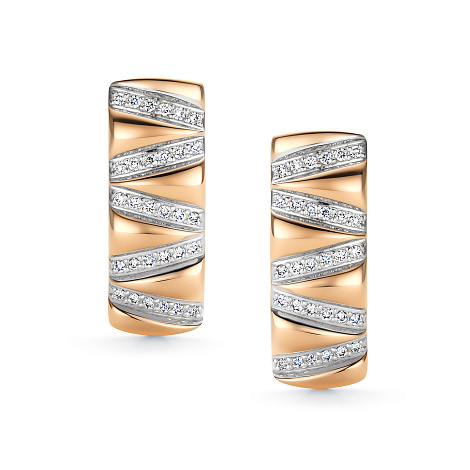 Серьги из красного золота с камнями Бриллиант