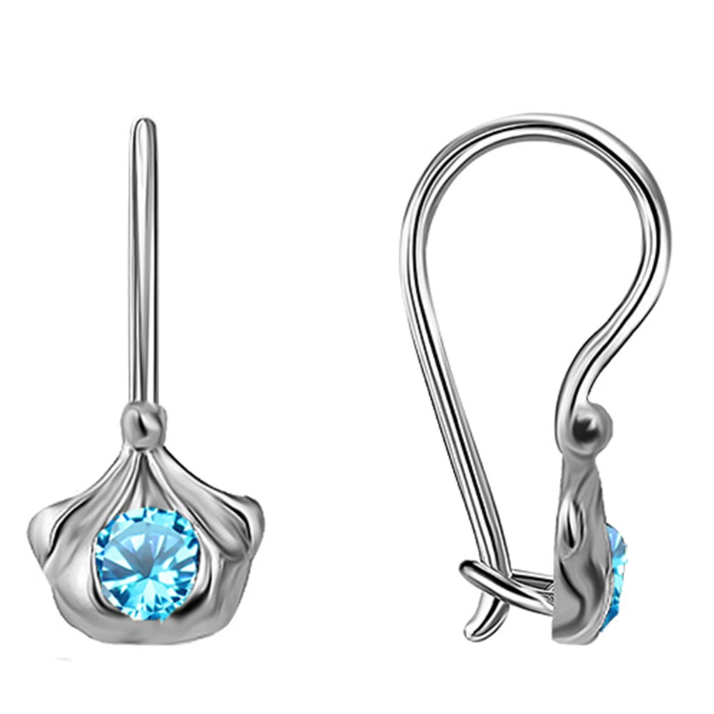 Cercei p-u copii din argint  cu pietre Cubic Zirconia Albastru
