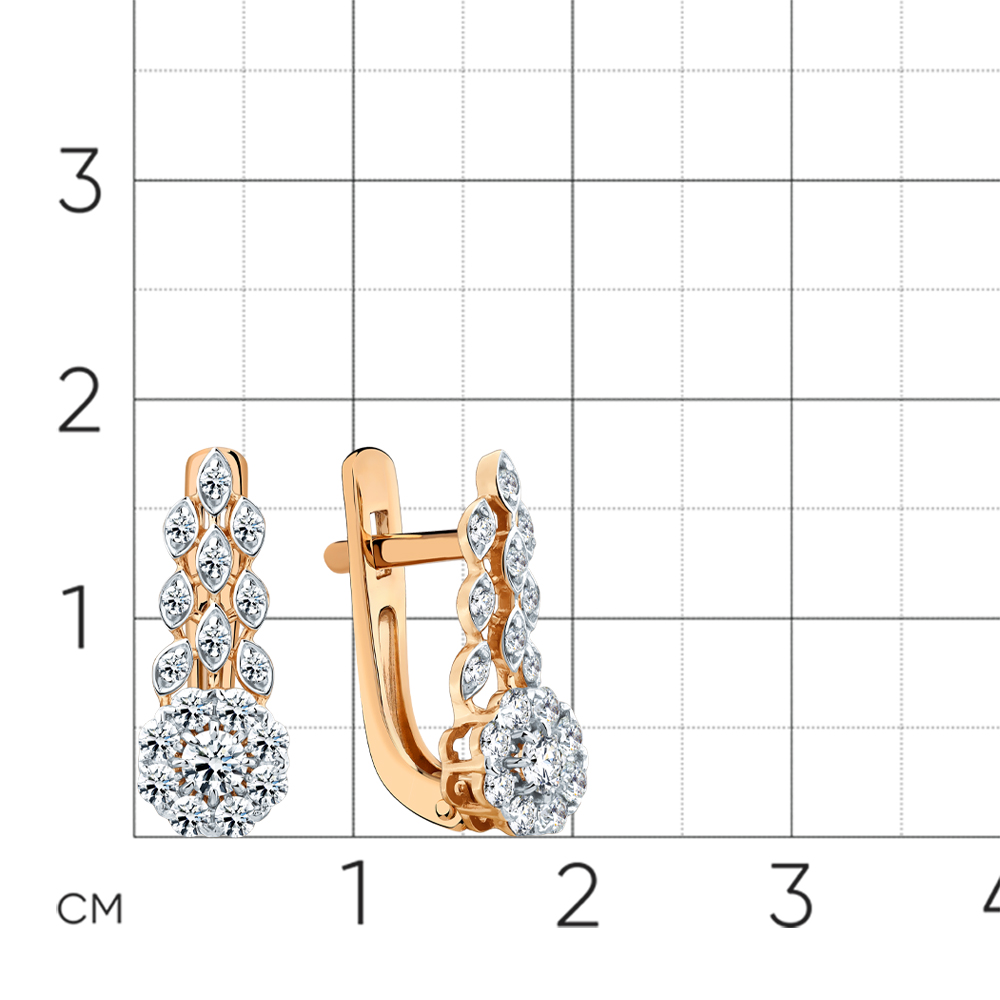 Cercei din aur roșu cu pietre Diamant