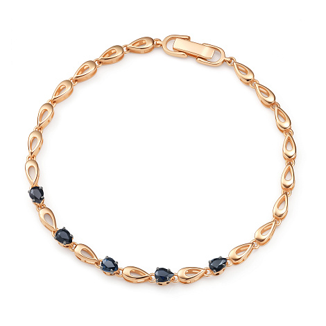 Браслет из красного золота с камнями Сапфир