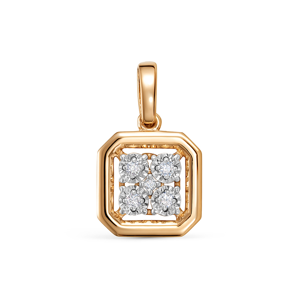Pandantiv din aur roșu cu pietre Diamant
