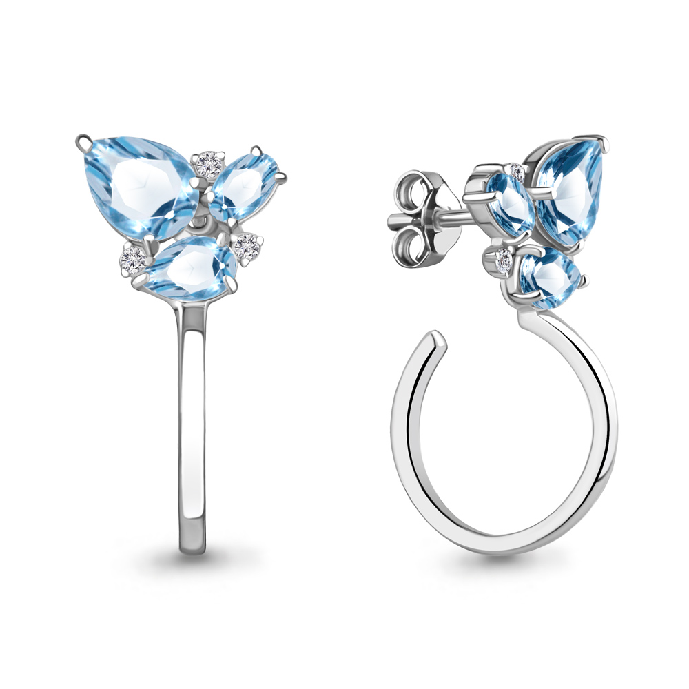 Cercei Pusete din argint  cu pietre Cubic Zirconia Incolor, Topaz Swiss