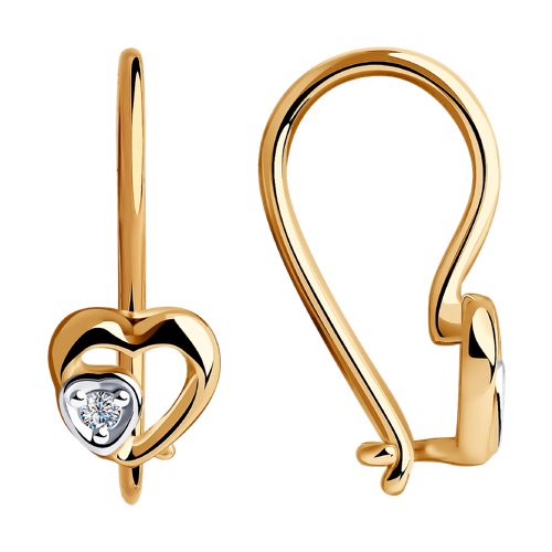 Детские серьги из красного золота с камнями Фианит