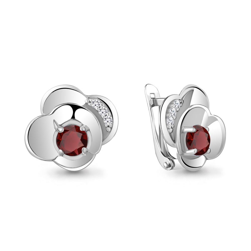 Cercei din argint  cu pietre Cubic Zirconia Incolor, Granat
