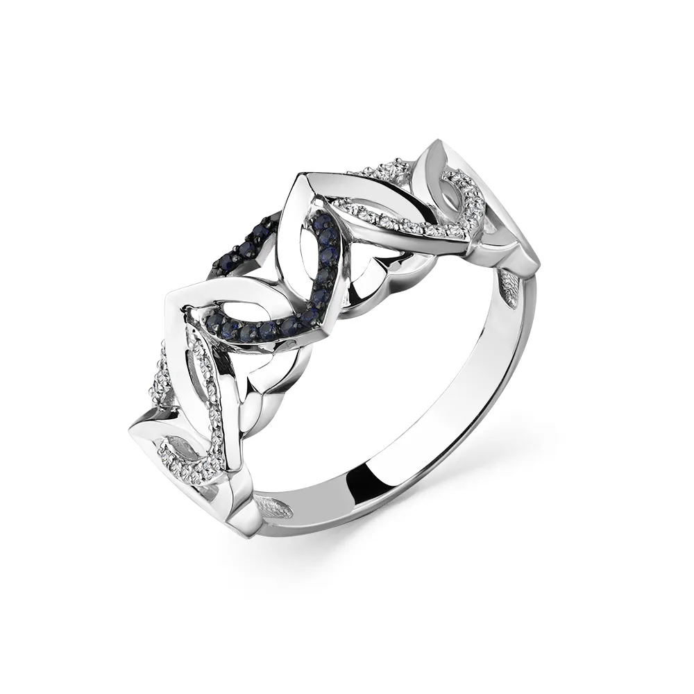 Inel din aur alb cu Diamant, Safir