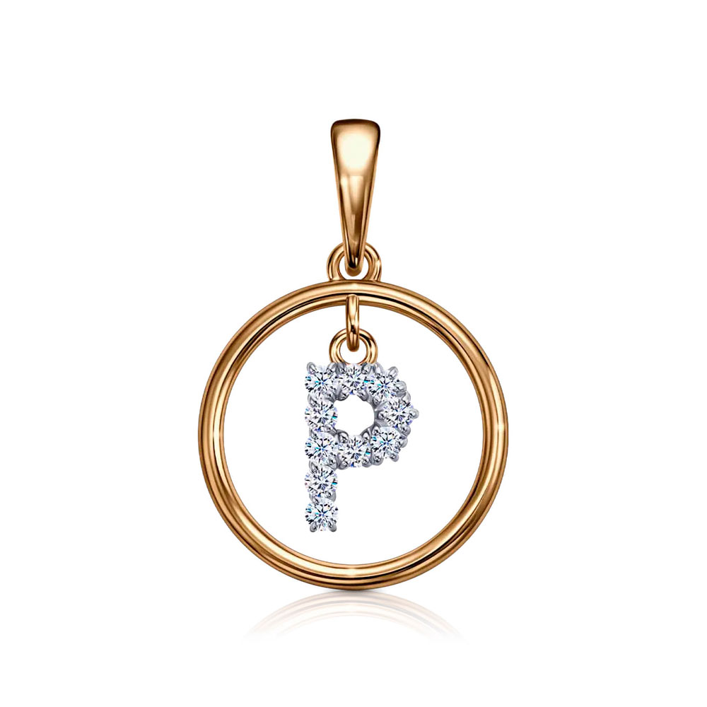 Pandantiv din aur roșu cu pietre Cubic Zirconia Incolor