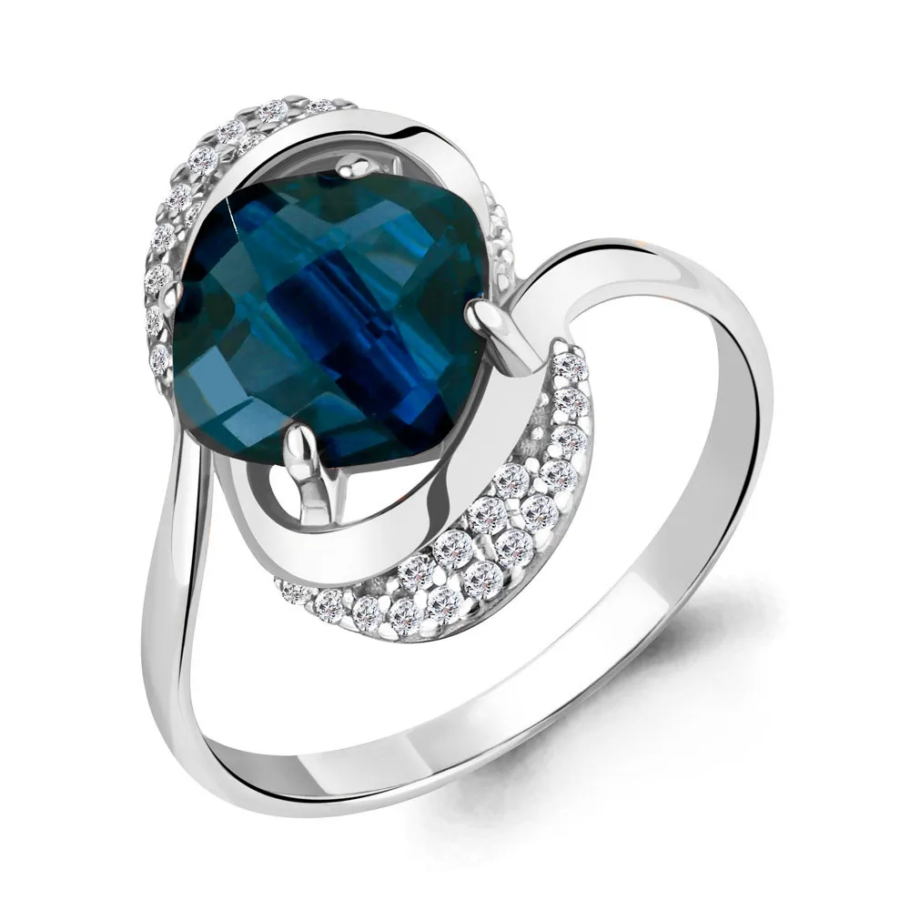 Inel din aur alb cu Cubic Zirconia Incolor, Topaz London