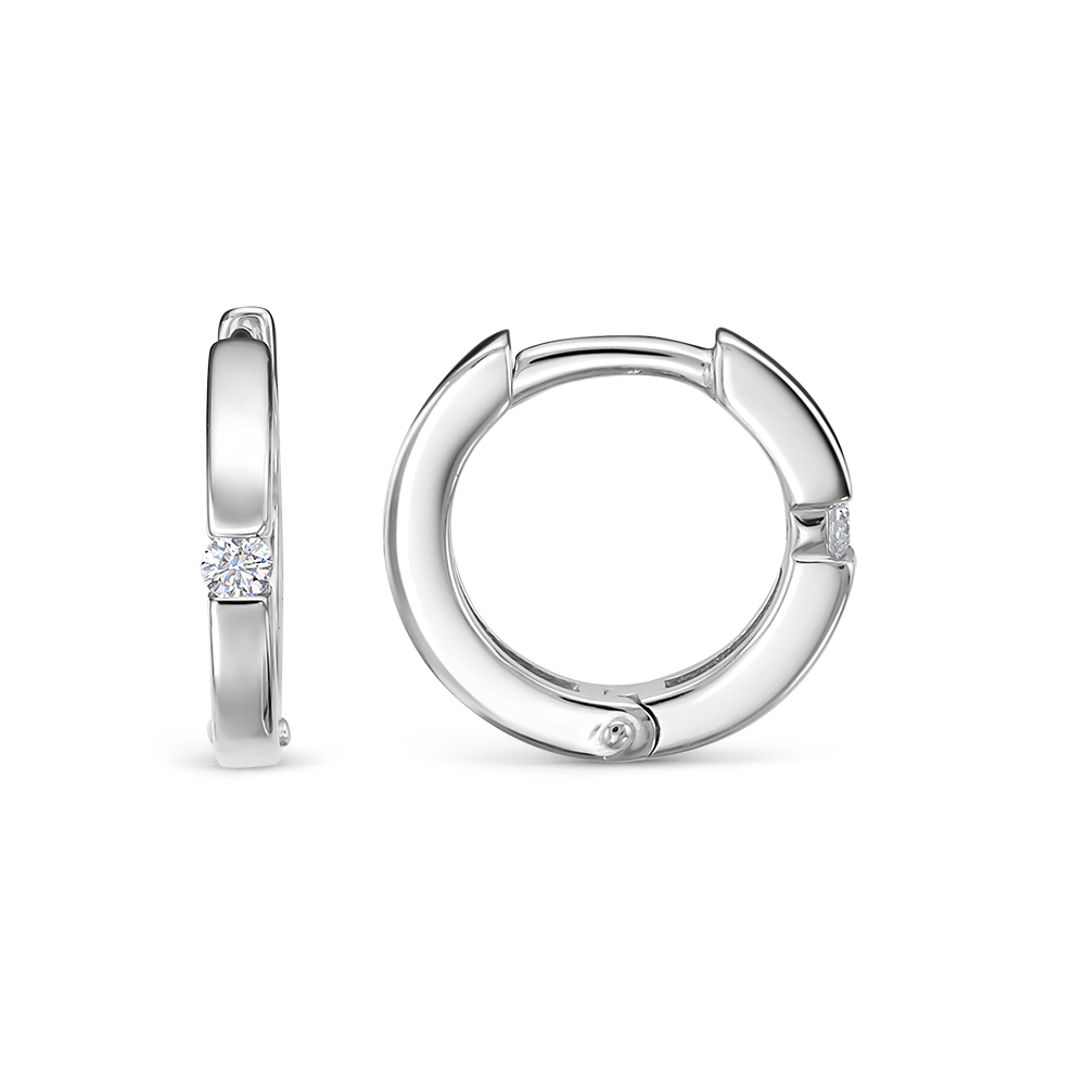 Cercei Creole din aur alb cu pietre Diamant