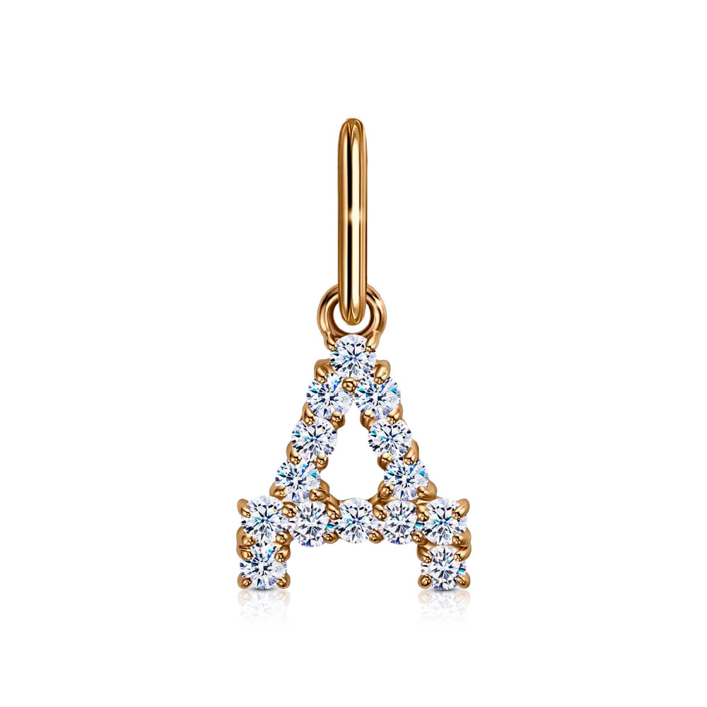 Pandantiv din aur roșu cu pietre Cubic Zirconia Incolor