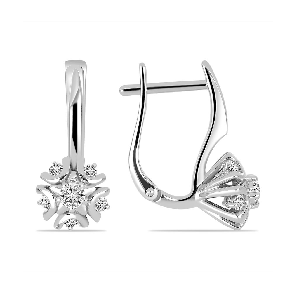 Cercei din aur alb cu pietre Diamant