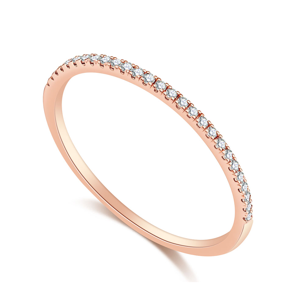 Verighetă din aur roșu cu pietre Diamant