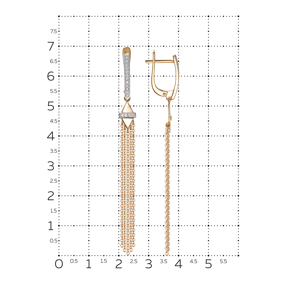 Cercei Suspendați din aur roșu cu pietre Diamant
